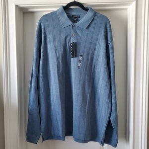 VAN HEUSEN Long-Sleeve Jaspe Windowpane Polo | XXL